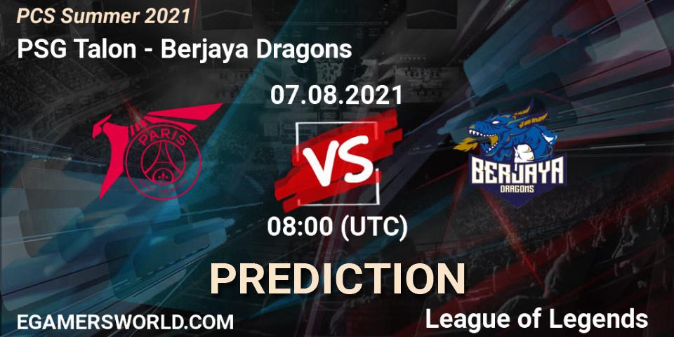 Pronóstico PSG Talon - Berjaya Dragons. 07.08.2021 at 08:00, LoL, PCS Summer 2021