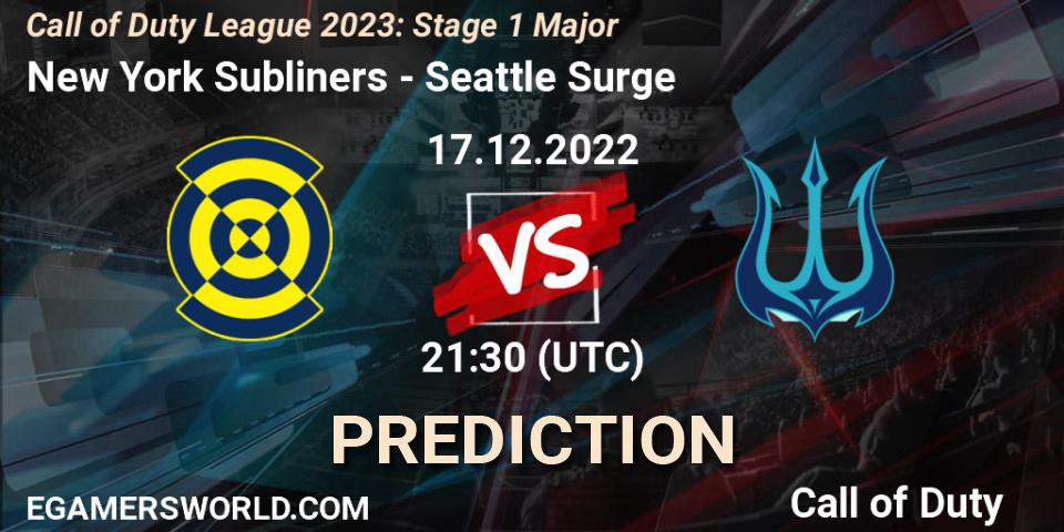 Pronóstico New York Subliners - Seattle Surge. 17.12.2022 at 21:30, Call of Duty, Call of Duty League 2023: Stage 1 Major