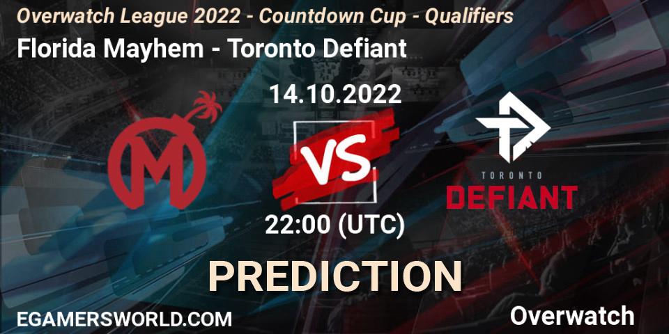 Pronóstico Florida Mayhem - Toronto Defiant. 14.10.2022 at 22:00, Overwatch, Overwatch League 2022 - Countdown Cup - Qualifiers