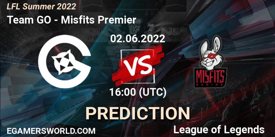 Pronóstico Team GO - Misfits Premier. 02.06.2022 at 16:00, LoL, LFL Summer 2022
