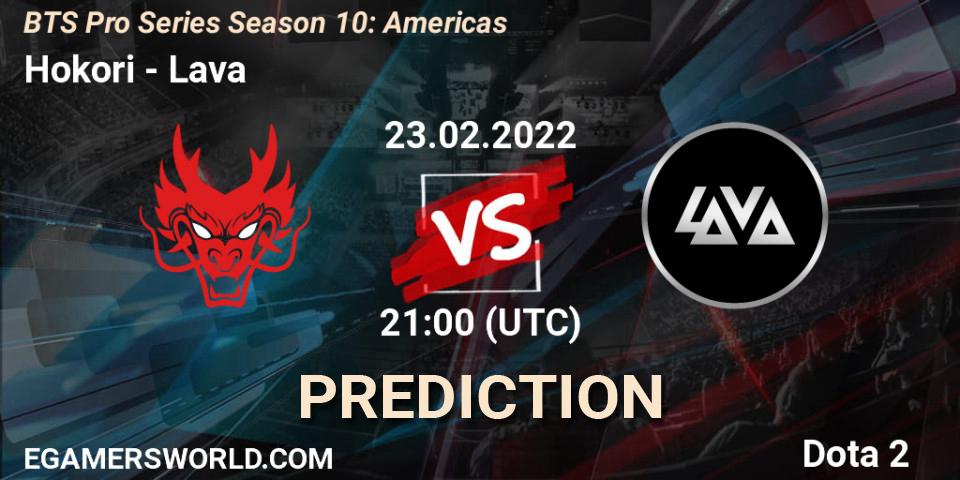Pronóstico Hokori - Lava. 23.02.2022 at 21:01, Dota 2, BTS Pro Series Season 10: Americas