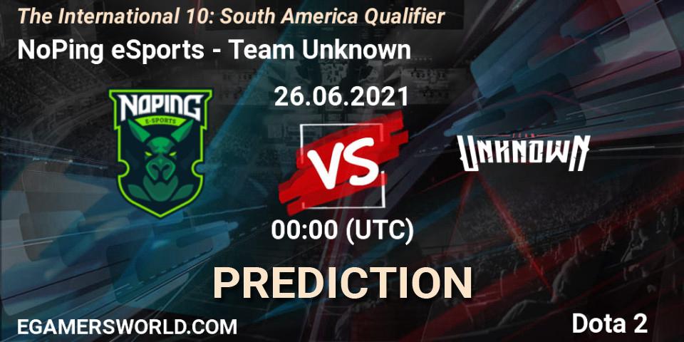 Pronóstico NoPing eSports - Team Unknown. 25.06.2021 at 21:38, Dota 2, The International 10: South America Qualifier