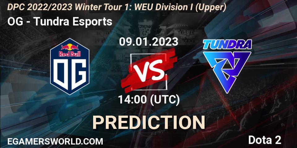 Pronóstico OG - Tundra Esports. 09.01.2023 at 14:01, Dota 2, DPC 2022/2023 Winter Tour 1: WEU Division I (Upper)