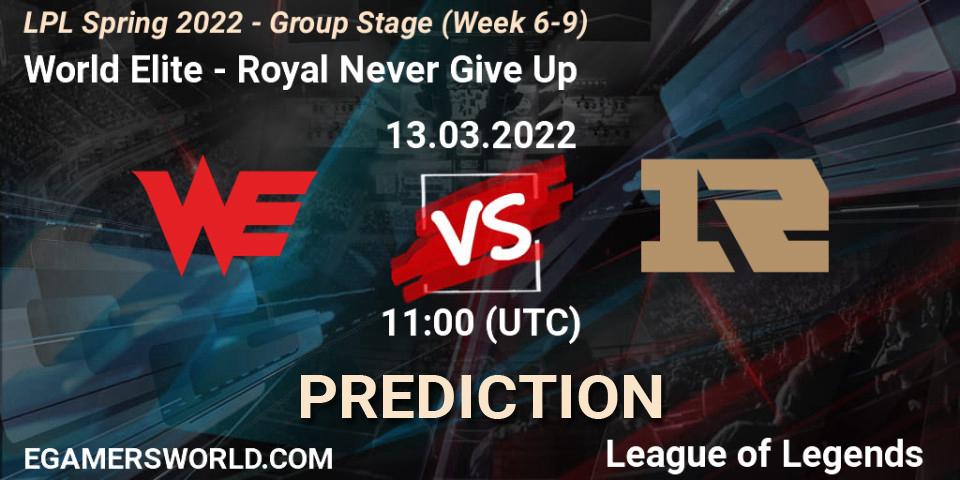 Pronóstico World Elite - Royal Never Give Up. 13.03.2022 at 12:00, LoL, LPL Spring 2022 - Group Stage (Week 6-9)