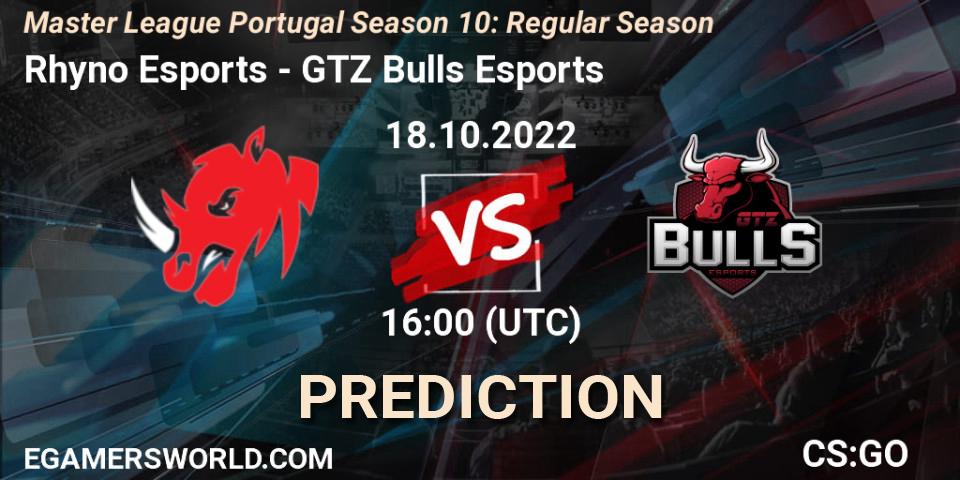 Pronóstico Rhyno Esports - GTZ Bulls Esports. 18.10.2022 at 16:00, Counter-Strike (CS2), Master League Portugal Season 10: Regular Season