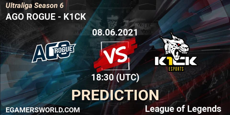 Pronóstico AGO ROGUE - K1CK. 08.06.2021 at 19:00, LoL, Ultraliga Season 6