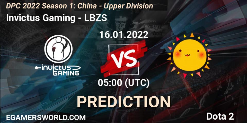 Pronóstico Invictus Gaming - LBZS. 16.01.2022 at 04:56, Dota 2, DPC 2022 Season 1: China - Upper Division