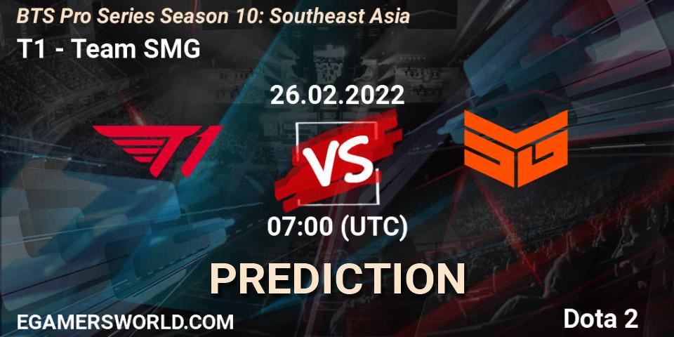 Pronóstico T1 - Team SMG. 26.02.2022 at 07:00, Dota 2, BTS Pro Series Season 10: Southeast Asia