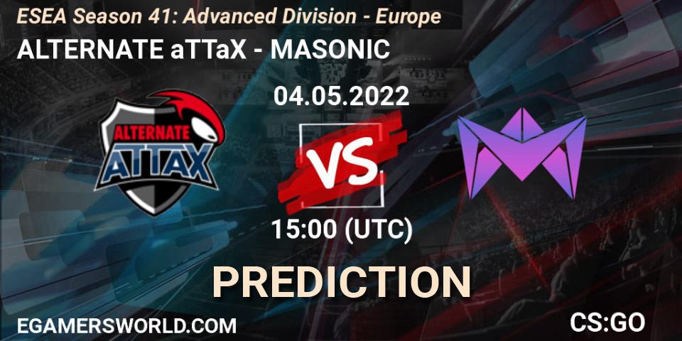Pronóstico ALTERNATE aTTaX - MASONIC. 04.05.2022 at 15:00, Counter-Strike (CS2), ESEA Season 41: Advanced Division - Europe