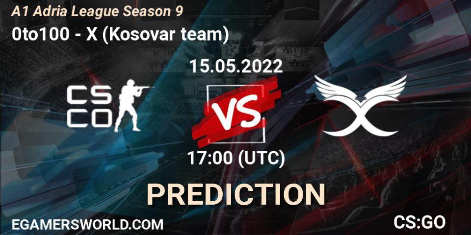 Pronóstico 0to100 - X (Kosovar team). 15.05.2022 at 17:00, Counter-Strike (CS2), A1 Adria League Season 9