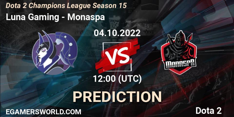 Pronóstico Luna Gaming - Monaspa. 04.10.2022 at 12:00, Dota 2, Dota 2 Champions League Season 15
