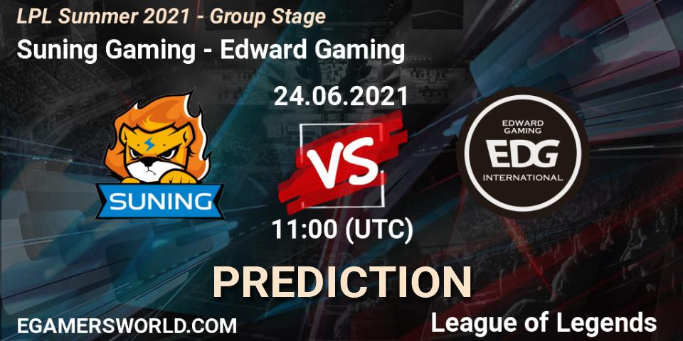 Pronóstico Suning Gaming - Edward Gaming. 24.06.2021 at 11:00, LoL, LPL Summer 2021 - Group Stage