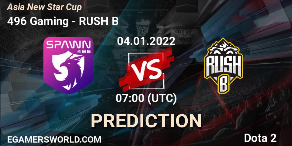 Pronóstico 496 Gaming - RUSH B. 04.01.2022 at 07:19, Dota 2, Asia New Star Cup