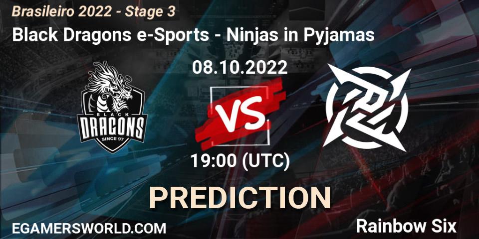 Pronóstico Black Dragons e-Sports - Ninjas in Pyjamas. 08.10.2022 at 19:00, Rainbow Six, Brasileirão 2022 - Stage 3