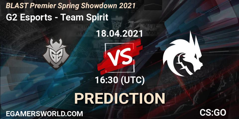 Pronóstico G2 Esports - Team Spirit. 18.04.2021 at 13:30, Counter-Strike (CS2), BLAST Premier Spring Showdown 2021