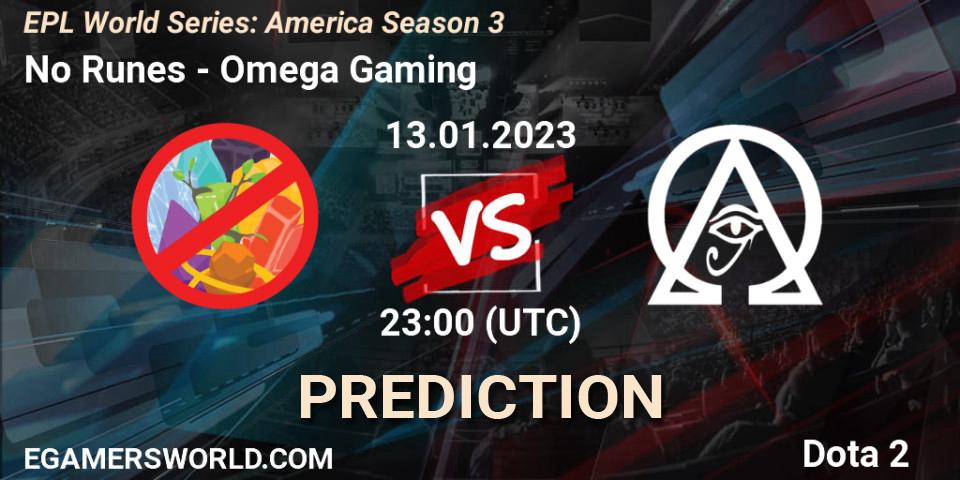 Pronóstico No Runes - Omega Gaming. 13.01.23, Dota 2, EPL World Series: America Season 3