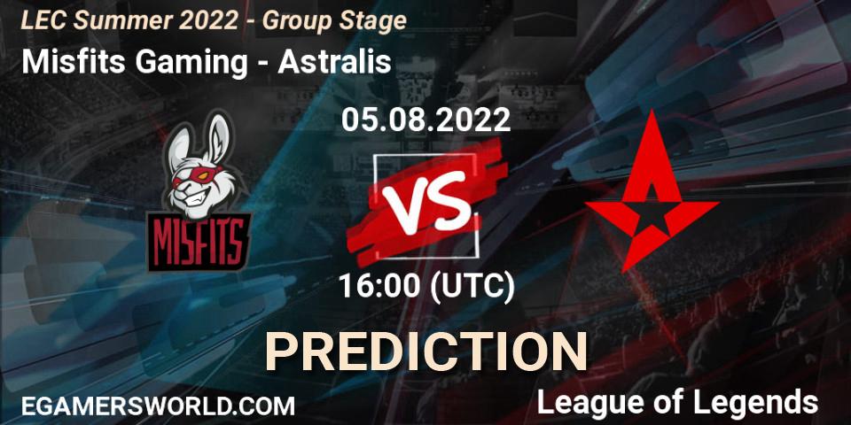 Pronóstico Misfits Gaming - Astralis. 05.08.2022 at 16:00, LoL, LEC Summer 2022 - Group Stage