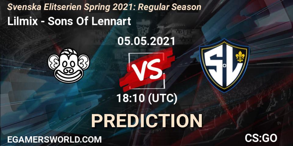 Pronóstico Lilmix - Sons Of Lennart. 05.05.2021 at 18:10, Counter-Strike (CS2), Svenska Elitserien Spring 2021: Regular Season