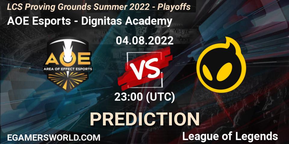 Pronóstico AOE Esports - Dignitas Academy. 04.08.2022 at 22:00, LoL, LCS Proving Grounds Summer 2022 - Playoffs