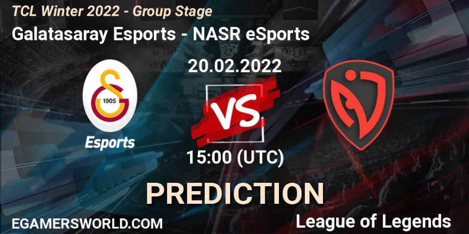 Pronóstico Galatasaray Esports - NASR eSports. 20.02.2022 at 15:00, LoL, TCL Winter 2022 - Group Stage