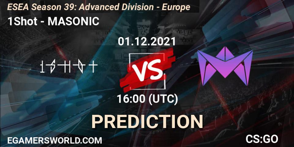 Pronóstico 1Shot - MASONIC. 01.12.2021 at 16:00, Counter-Strike (CS2), ESEA Season 39: Advanced Division - Europe