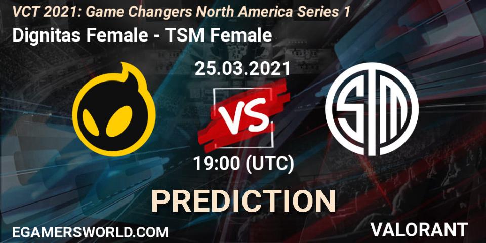 Pronóstico Dignitas Female - TSM Female. 25.03.2021 at 19:00, VALORANT, VCT 2021: Game Changers North America Series 1