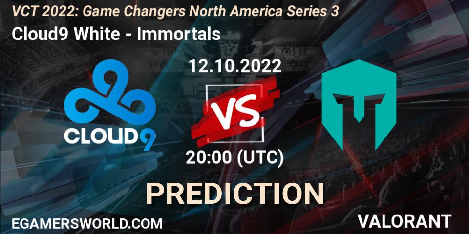Pronóstico Cloud9 White - Immortals. 12.10.2022 at 20:10, VALORANT, VCT 2022: Game Changers North America Series 3