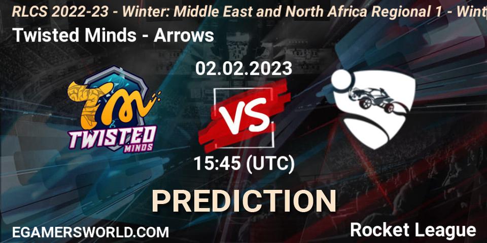 Pronóstico Twisted Minds - Arrows. 02.02.2023 at 15:45, Rocket League, RLCS 2022-23 - Winter: Middle East and North Africa Regional 1 - Winter Open
