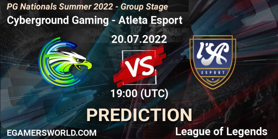Pronóstico Cyberground Gaming - Atleta Esport. 20.07.2022 at 19:00, LoL, PG Nationals Summer 2022 - Group Stage