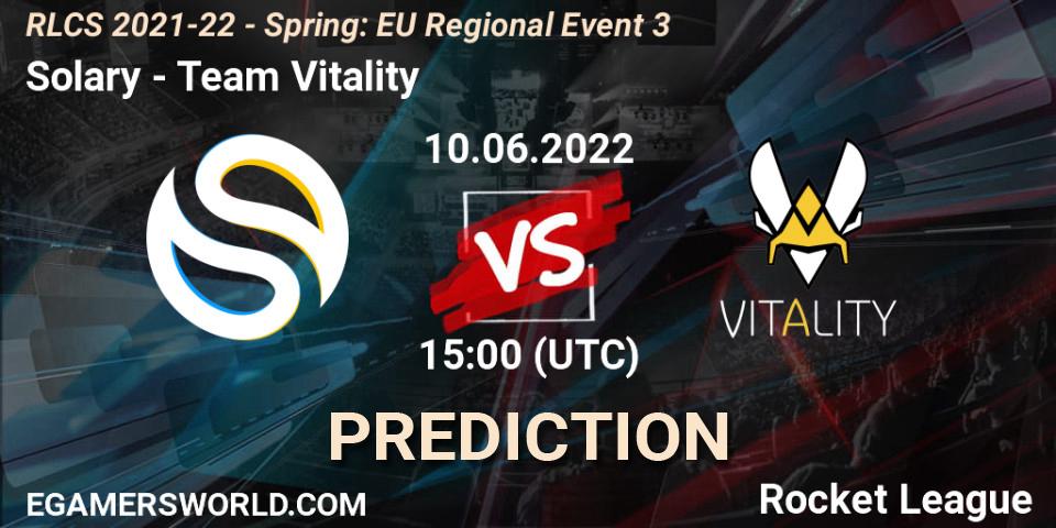 Pronóstico Solary - Team Vitality. 10.06.2022 at 15:00, Rocket League, RLCS 2021-22 - Spring: EU Regional Event 3