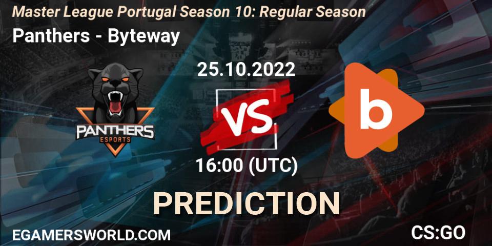 Pronóstico Panthers - Byteway. 25.10.2022 at 16:00, Counter-Strike (CS2), Master League Portugal Season 10: Regular Season