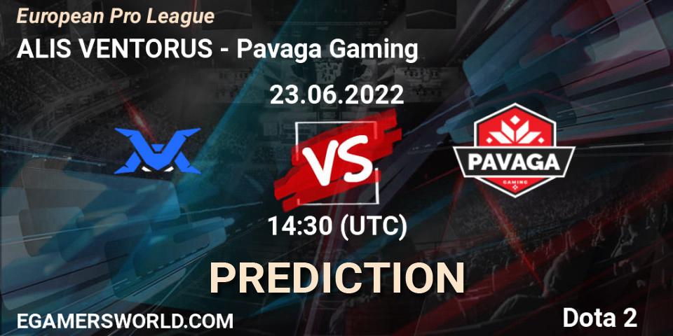 Pronóstico ALIS VENTORUS - Pavaga Gaming. 23.06.2022 at 14:30, Dota 2, European Pro League