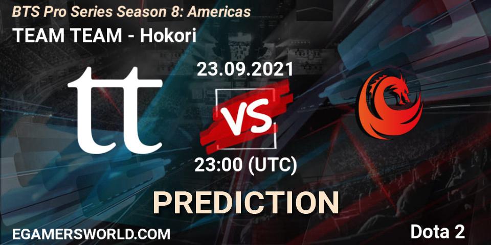 Pronóstico TEAM TEAM - Hokori. 24.09.21, Dota 2, BTS Pro Series Season 8: Americas