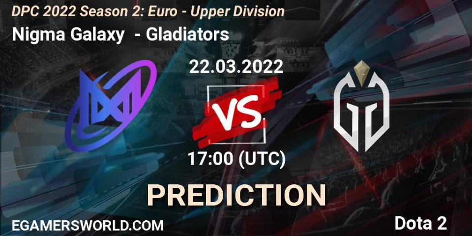 Pronóstico Nigma Galaxy - Gladiators. 03.04.2022 at 14:55, Dota 2, DPC 2021/2022 Tour 2 (Season 2): WEU (Euro) Divison I (Upper) - DreamLeague Season 17