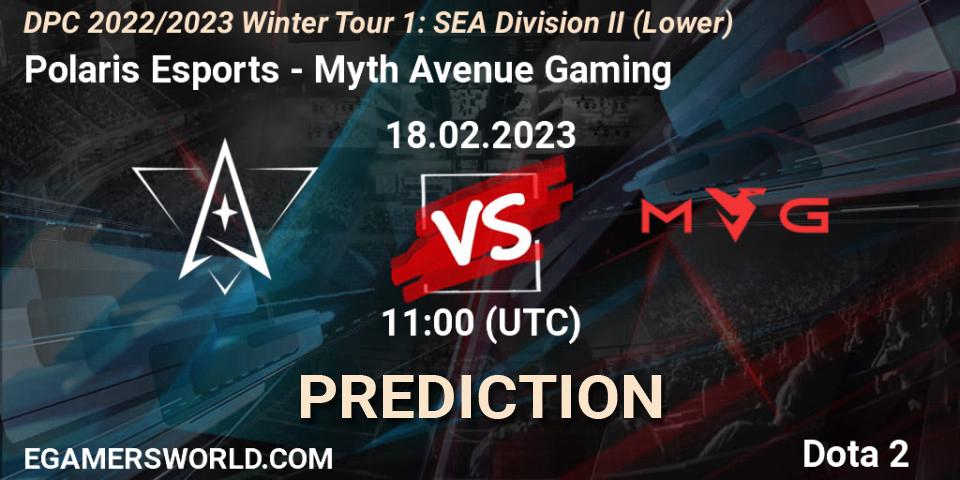 Pronóstico Polaris Esports - Myth Avenue Gaming. 19.02.23, Dota 2, DPC 2022/2023 Winter Tour 1: SEA Division II (Lower)