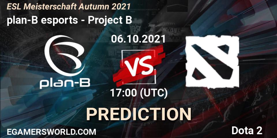 Pronóstico plan-B esports - Project B. 04.10.2021 at 19:02, Dota 2, ESL Meisterschaft Autumn 2021