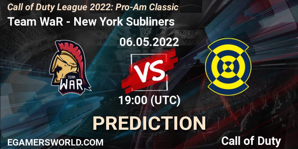 Pronóstico Team WaR - New York Subliners. 06.05.2022 at 19:00, Call of Duty, Call of Duty League 2022: Pro-Am Classic