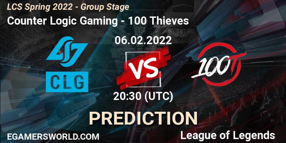 Pronóstico Counter Logic Gaming - 100 Thieves. 06.02.2022 at 20:30, LoL, LCS Spring 2022 - Group Stage