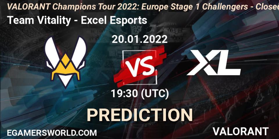 Pronóstico Team Vitality - Excel Esports. 20.01.2022 at 19:30, VALORANT, VCT 2022: Europe Stage 1 Challengers - Closed Qualifier 2
