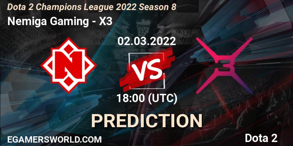 Pronóstico Nemiga Gaming - X3. 22.03.2022 at 18:10, Dota 2, Dota 2 Champions League 2022 Season 8
