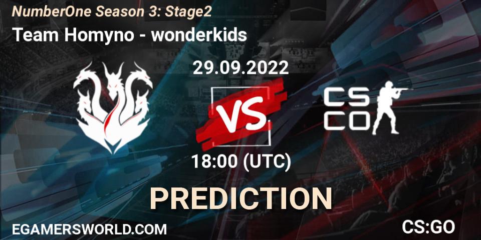 Pronóstico Team Homyno - wonderkids. 29.09.2022 at 18:00, Counter-Strike (CS2), NumberOne Season 3: Stage 2