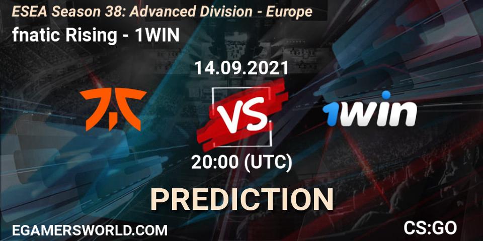 Pronóstico fnatic Rising - 1WIN. 14.09.2021 at 20:00, Counter-Strike (CS2), ESEA Season 38: Advanced Division - Europe