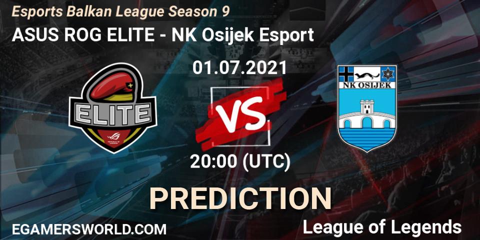 Pronóstico ASUS ROG ELITE - NK Osijek Esport. 01.07.21, LoL, Esports Balkan League Season 9