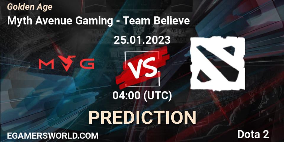 Pronóstico Myth Avenue Gaming - Team Believe. 25.01.2023 at 04:19, Dota 2, Golden Age