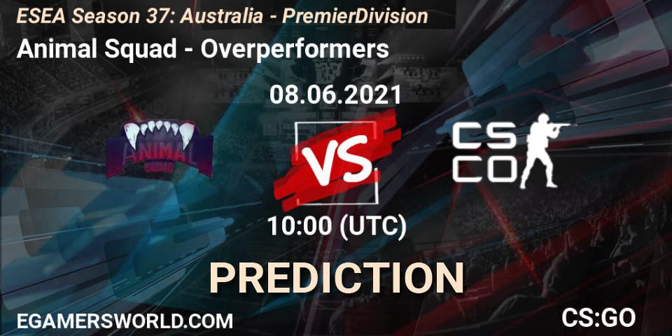 Pronóstico Animal Squad - Overperformers. 08.06.2021 at 10:00, Counter-Strike (CS2), ESEA Season 37: Australia - Premier Division