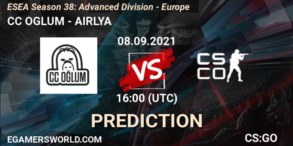 Pronóstico CC OGLUM - AIRLYA. 08.09.2021 at 16:00, Counter-Strike (CS2), ESEA Season 38: Advanced Division - Europe