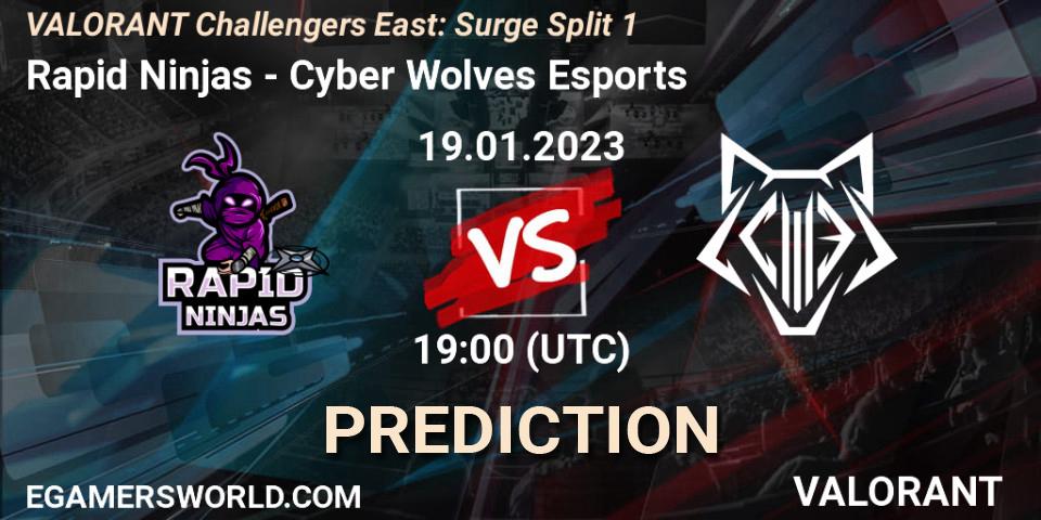 Pronóstico Rapid Ninjas - Cyber Wolves Esports. 19.01.2023 at 20:00, VALORANT, VALORANT Challengers 2023 East: Surge Split 1