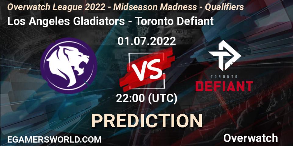 Pronóstico Los Angeles Gladiators - Toronto Defiant. 01.07.2022 at 22:30, Overwatch, Overwatch League 2022 - Midseason Madness - Qualifiers