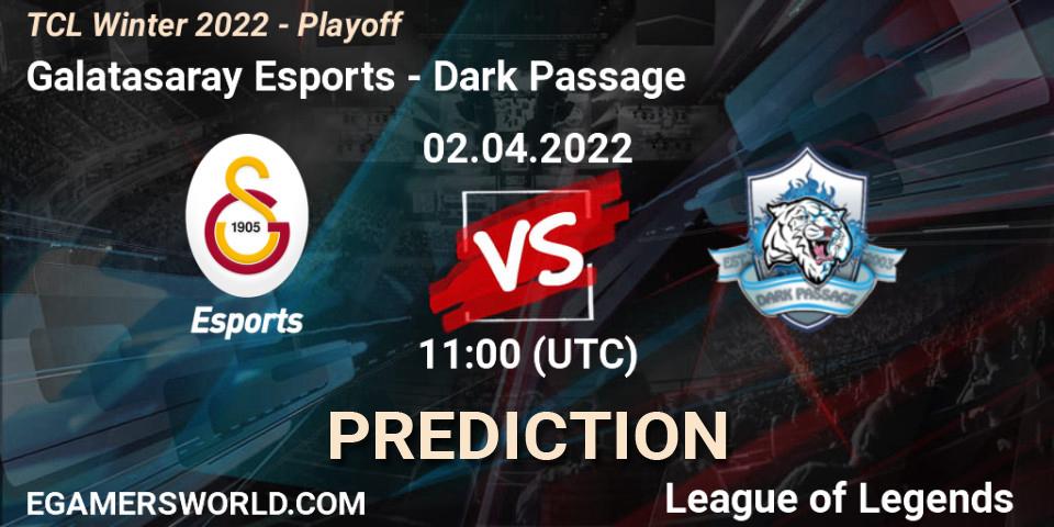 Pronóstico Galatasaray Esports - Dark Passage. 02.04.2022 at 11:00, LoL, TCL Winter 2022 - Playoff