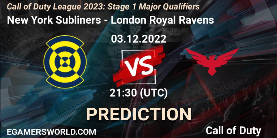 Pronóstico New York Subliners - London Royal Ravens. 03.12.2022 at 21:30, Call of Duty, Call of Duty League 2023: Stage 1 Major Qualifiers